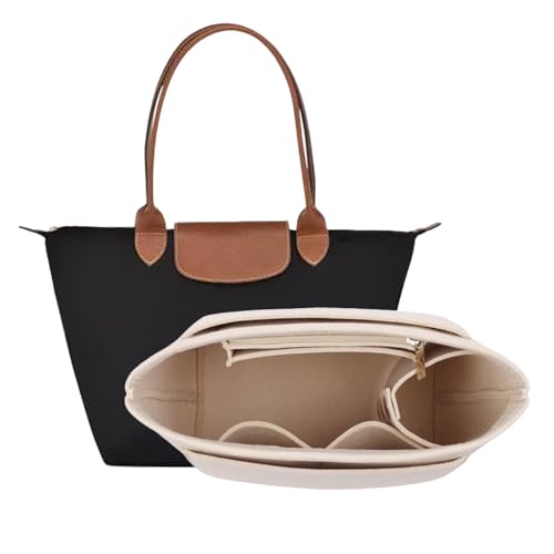 D.DUO Tascheneinsatz-Organizer Geldbörsenzubehör Passend Für Longchamp Tragetasche mit langem Griff (Beige L(langer Griff))