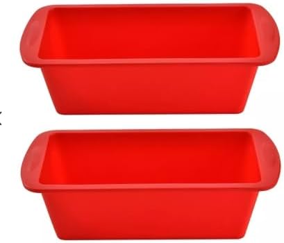 Molde de silicona para pan, 9 x 5 pulgadas, molde antiadherente para hornear, rojo, juego de 2