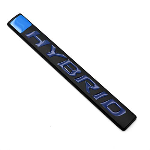 Image of 2Pc Hybrid Emblem 3D Metal Badge Door Rear Tailgate Decal Sticker Nameplate Logo Fits Universal car Truck (Black Blue)
