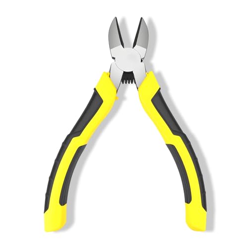 6 Inch Diagonal Cutting Pliers Precision Wire Cutters Heavy Duty Steel Wire Cutters with Spring-Loaded & Anti-Slip Handle Multi-Function Side Cutters for Electricians Jewelry Craft & Home DIY
