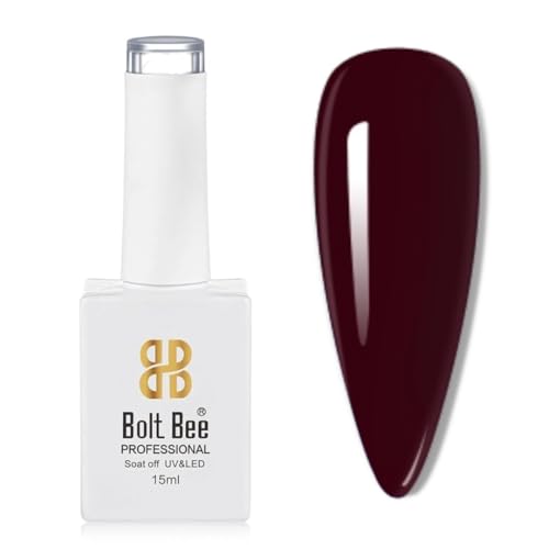 Image of Bolt Bee Dark Red Color Gel Nail Polish Soak Off UV Gel DIY at Home Manicure Salon Nail Art (171, 15ml)