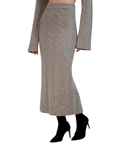 BCBGMAXAZRIA Women's Pull on Cable Knit Midi Pencil Skirt2