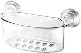 InterDesign Power Lock Suction Bathroom Shower Caddy Basket for Shampoo, Conditioner, Soap - Clear