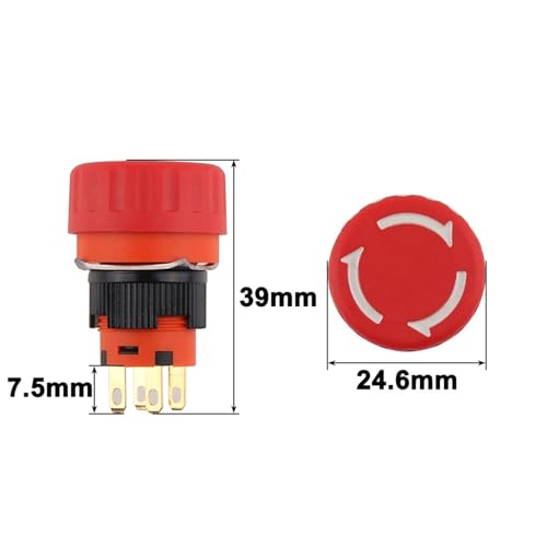 Bouton d'arrêt d'urgence 16mm interrupteur champignon plastique rouge - 4
