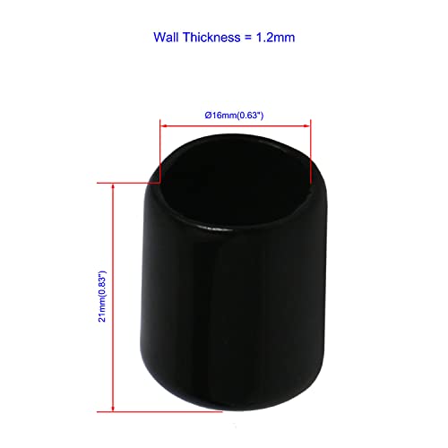 Image of 20PCS ID16mm(5 /8 inch) Black PVC Rubber End Caps, Vinyl Flexible End Caps, Round Pipe End Caps, Bolt Thread Protector Safety Caps
