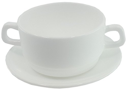 Arcoroc Suppentasse 32cl Restaurant weiß stapelbar mit Untertasse (VE wählbar) Größe 6 Stück