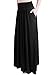 TRENDY UNITED Women's Rayon Spandex High Waist Shirring Maxi Skirt with Pockets (BLK, Large)
