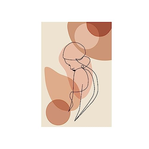Toile Art Prints Peinture Boho KEBIA : Affiche Visage Ligne Noir 70x100cm - 4