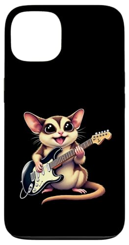 エレキギターを弾く面白いシュガーグライダー 音楽愛好家 スマホケース iPhone 13 用