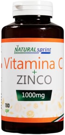 Vitamina C Pura Alto Dosaggio di Vit. C (1000mg)+ Zinco - 180 Compresse Per 6 Mesi-Vitamin C Dose Forte - Integratore Alimentare Made in Italy nel laboratorio NaturalSprint Generico - integratore