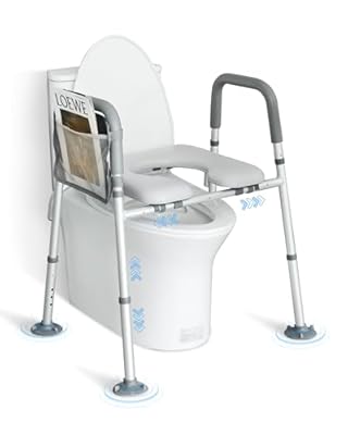 Raised Toilet Seat with Handles FSA Eligible, Upgraded Larger Suction Leg Toilet Riser with Handles, Adjustable Elevated Toilet Seat, Tool Free Toilet Seat Risers for Seniors/Handicap/Elderly/Disabled