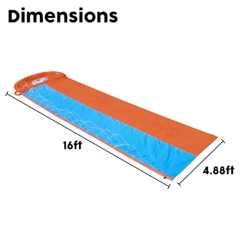 Bestway 52328 BW52328 H20GO Double Water Slip and Slide, 4.88m Inflatable Garden Games with Built-in Sprinklers, Black, 488 x 138 cm