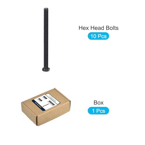 Image of METALLIXITY Hex Head Bolts (3 /8-16 x 5) 10Pcs, 304 Stainless Steel 18-8, Fully Threaded, External Hex Drive, Hex Head Screw Bolt, Black Oxide