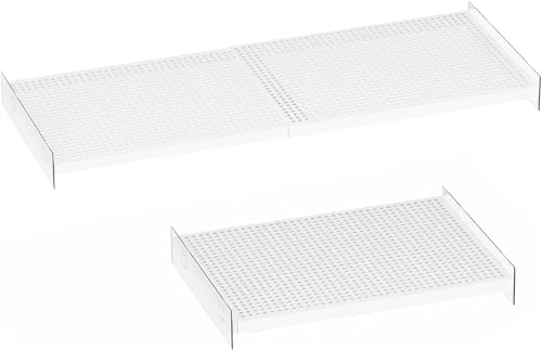 Slimmkiss Expandable Closet Tension Shelves Organizers, Adjustable Shelf For Cabinet Rack Storage Wardrobe Divider Shelving For Pantry 2 Pack cover