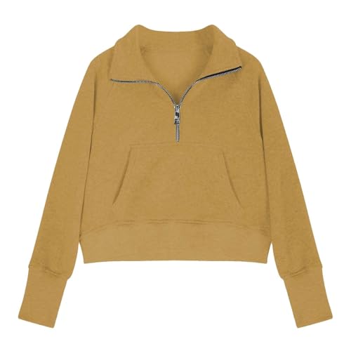 Kids Girls Half Zipper Sweatshirts Solid Color Long Sleeve Kangaroo Pocket Athletic Pullovers Fall Comfy Casual Tops