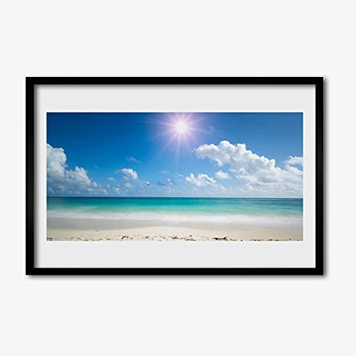 Cadre en MDF murale affiche paysage de soleil de mer finition premium Tulup