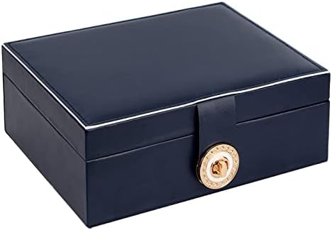Chelory Jewellery Box Organiser for Women Girls, Large Jewellery Boxes Case for Earrings Rings Bracelets Necklace, PU Leather Lock Jewelry Holder Storage with 3 Stackable Layer Removable Tray, Blue