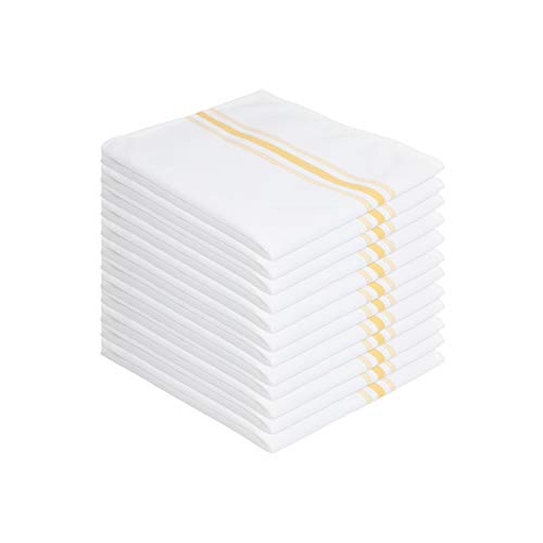 Arkwright Bistro Dinner Cloth Napkins - (Pack of 12) Absorbent, Soft, and Washable Professional Restaurant Quality Table Linen with French Stripes, 18 x 22 in, Gold
