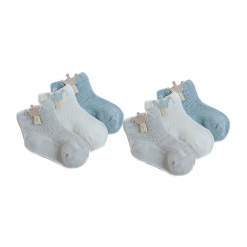 WRITWAA 6 Pack Baby Mesh Socks Cotton Socks Cartoon Theme Stretchy Breathable Comfortable for Boys and Girls