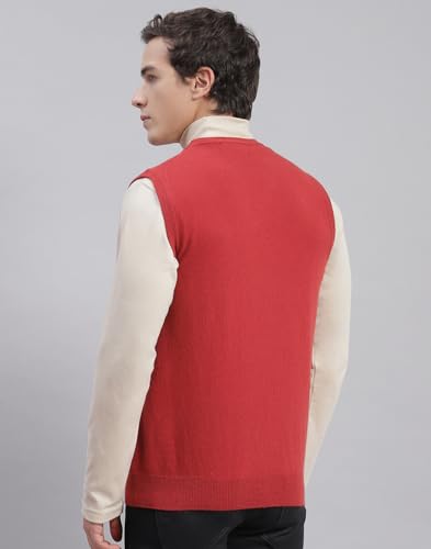 Image of Monte Carlo Off White Solid V Neck Sweater | Warm Woolen Pullover for Men | Soft Comfortable Knitted Winter Wear Sweater for Men's