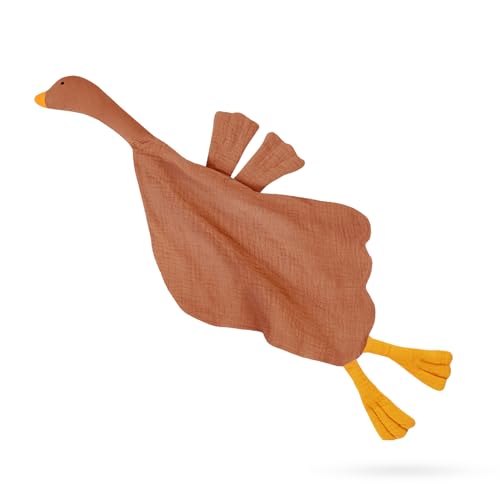 Image of Baby Toys Lovey Blanket Soft Goose Toys for Newborn Essentials 0-6 Months, Sensory Stuffed Animal Security Blanket for Boys and Girls (Goose-Brick)