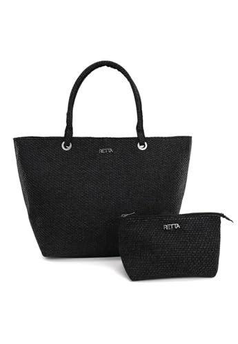 Bolsa Praia Com Ziper Mais Necessaire Retta Oficial (PRETA)