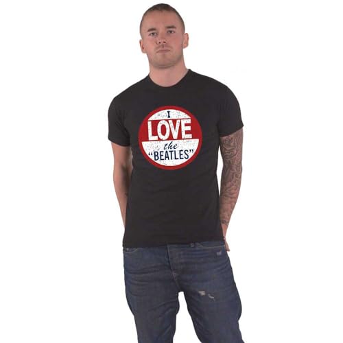 The Beatles T Shirt I Love Band Logo Distressed Official Mens Black XXL