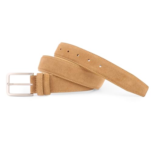 Image of Men's Belt Casual Genuine Leather Suede Belts for Men 1 3 /8 inch Wide Elegant Golf Dress Belt