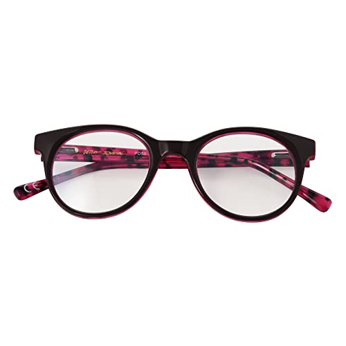 Betsey Johnson Women's Sparkle & Shimmer Reading Glasses Round Blue Light, Pink, 48 mm + 04
