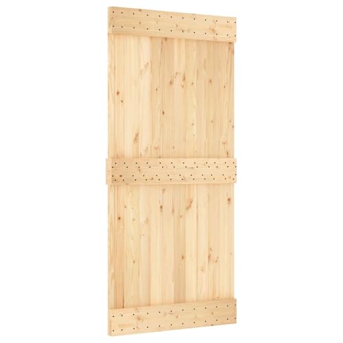 vidaXL Puerta Narvik Natural 95 x 210 cm Madera de Pino Sólido, Puerta Rectangular Moderna, Interior de Pino, Ahorra Espacio, Separador Contemporáneo de Habitaciones, Diseño Funcional