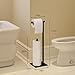 Black Toilet Paper Holder Stand, Bathroom Toilet Tissue Paper Roll Storage Free Standing Tissue Roll Holder Industrial Toilet Paper Dispenser for Farmhouse Washroom