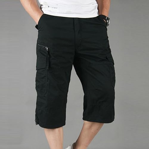 JEShifangjiusu Men's Stretch Capri Long Cargo Short 3/4 Utility Cargo Shorts with Multi Pockets Casual Short Below Knee3