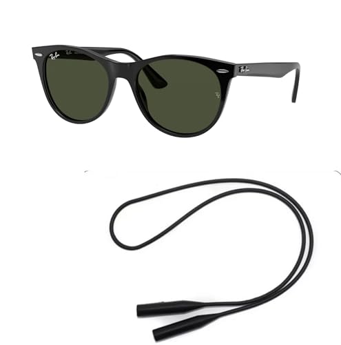 Ray-Ban RB2185 Sunglasses Bundle: RB 2185 WAYFARER II 901/31 Wayfarer Ii Black G-15 Green and Universal Anti-slip Silicone Leash2