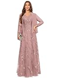 Sequin Lace Mother of the Bride Dresses Plus Size with Jacket Long Formal Dresses for Women Wedding Guest Size20W Dusty Rose