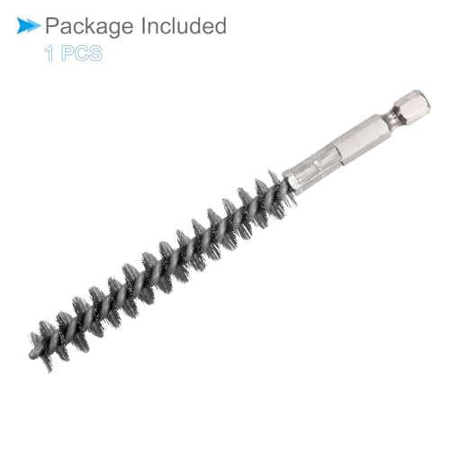Image of Bore Brush, 12mm Dia 75mm Length, Stainless Steel Twisted Cleaning Wire Brushes with 1 /4 inch Hex Shank - (Applications: for Power Drill)