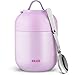 Logeeyar Boîtes Alimentaires Isothermes, Boîte Isotherme Repas Chaud Porte-Aliments en Acier Inoxydable à Double Couche pour Ecole Bureau avec Une Cuillère Pliable (Violet, 700ML)