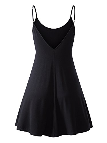 Msbasic Women's Swim Cover Up Sleeveless Adjustable Strappy Summer Swing Dress Large Black #TOP1