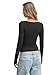 Eachyes Womens Boat Neck Long Sleeve Shirts Slim Fitted Tops Casual Basic Tees Spring Fall Fashion Outfits Clothes Black Small