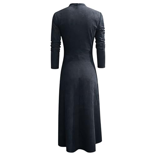Robe longue à manches longues en daim patchwork pour un confort optimal - 6