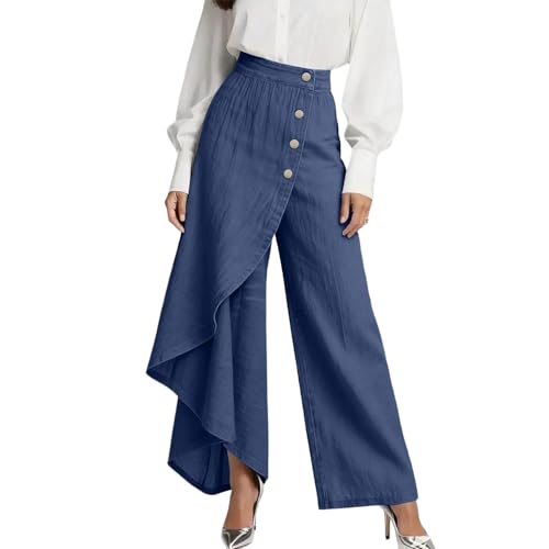 Flowy Pants for Women Casual Soft High Waisted Button...