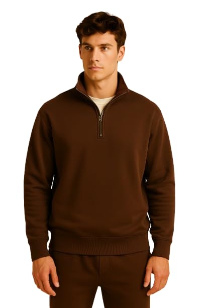 Men's Quarter-Zip Pullover Sweatshirt, Classic Mock Neck, Long Sleeve, Casual Athletic Wear-picture-22