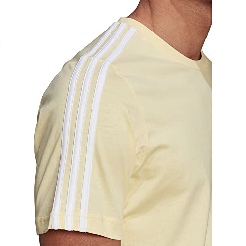 Image of Adidas Mens M 3S Sj T T-Shirt (Hl2250 2Xl, Almost Yellow /White, 2Xl)