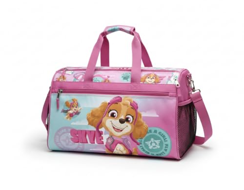 Image of Paw Patrol Girls' Duffle Bag - Skye Travel Gym Bag with Adjustable Shoulder Strap, Mesh Side Pockets & Zipper Pocket