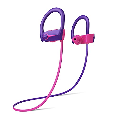 Bluetooth Headphones, Wireless Earbuds IPX7 Waterproof Sports Earphones with in-Ear HiFi Stereo Sound, Noise Cancelling Built in Mic Headsets for Running Workout Fitness Gym, Up to 15 Hours Playtime