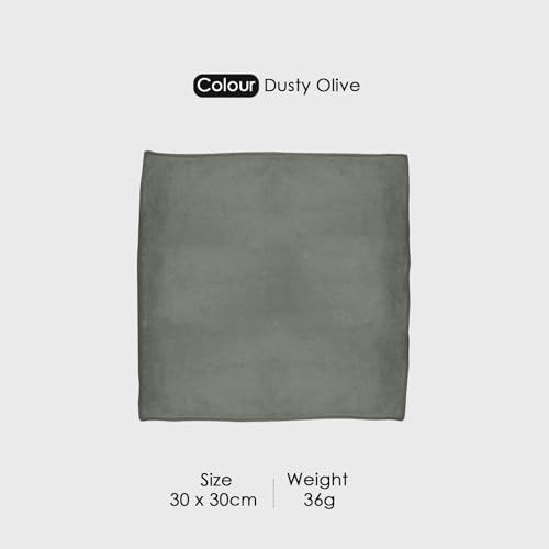 Image of HOUSSE Microfiber Face Towels | Ultra Absorbent, Odour-Free, Quick Dry 450 GSM Face Towel for Home, Gym, Travel, Running and Personal Use | 30x30 cm | Set of 4 in One Colour (Dusty Olive, Pack of 4)