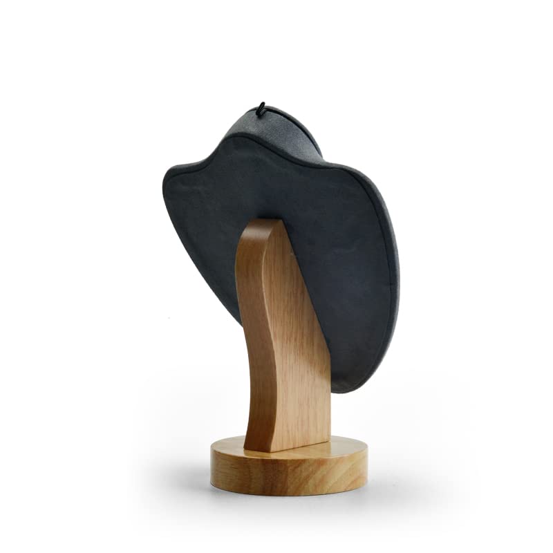 Oirlv Sleek Dark Grey Jewellery Bust Wooden Base with Soft Ultra-Fibre Finish Necklace Display Stand for Organising Necklaces & Pendants - Image 2