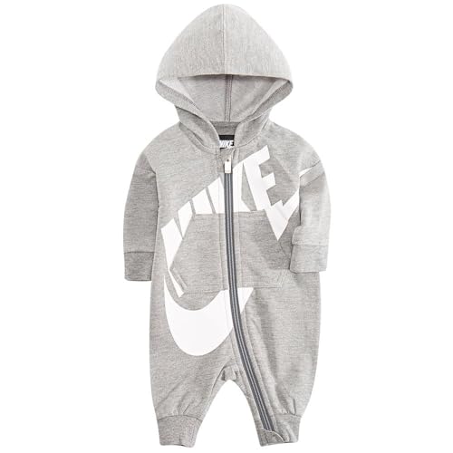 Nike Baby-Jungen Kapuze Overall, Dunkelgrau meliert, 6 Monate, Grau/Weiß...