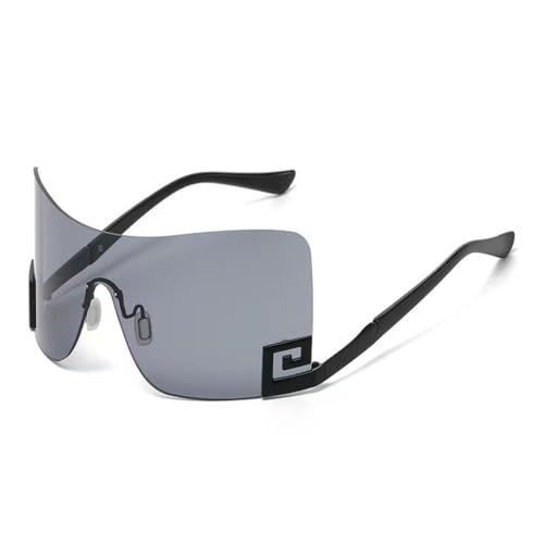 Lunettes de soleil punk femme surdimensionnées vintage sans monture avec verres de luxe