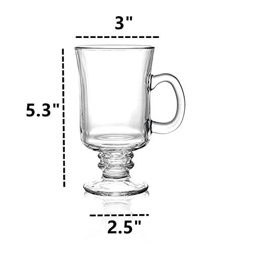 Dicunoy D-IRISHCOFFEEMUG-FG-6PC 6 Pack Irish Coffee Mugs, 8 Oz Glass Clear Coffee Cups Stemmed thumb #1