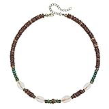 NINMQCFVG collar de surfista de caracola bohemia para hombre, collar de cuentas de madera con concha de coco del hombre, regalo de joyería para la playa de verano